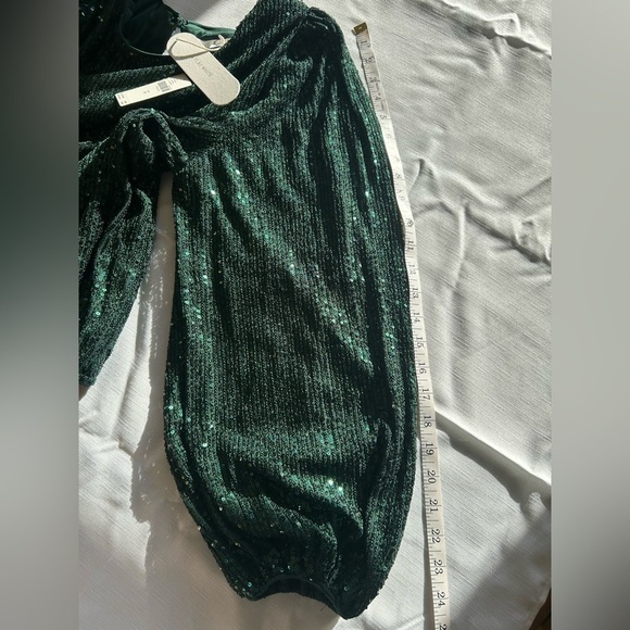 Anthropologie Dark Green Sequin Blouse - Picture 12 of 13